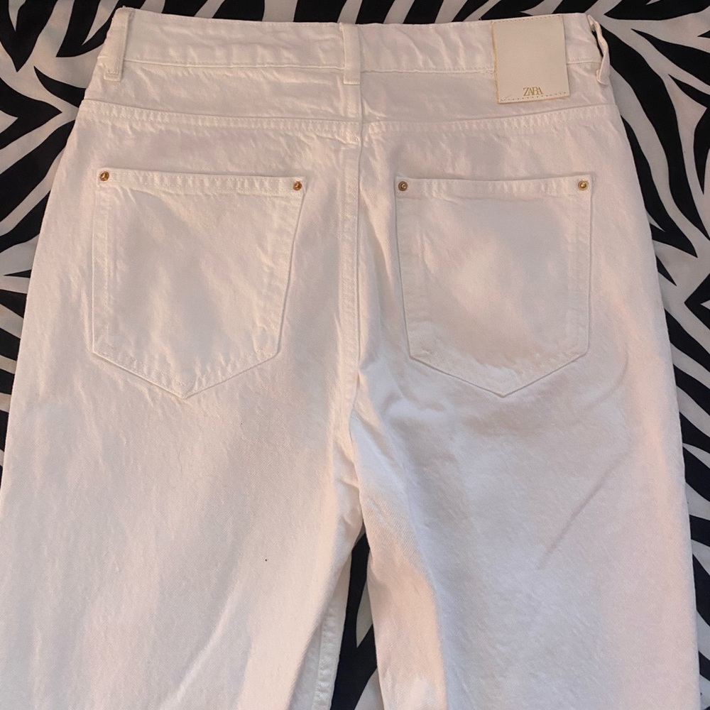 ZARA white straight leg jeans